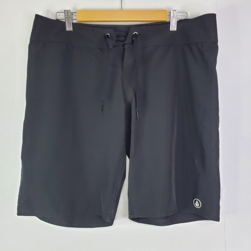 Volcom Simply Solid Youth size 13 Tie-Waist Board Shorts Black surf gear